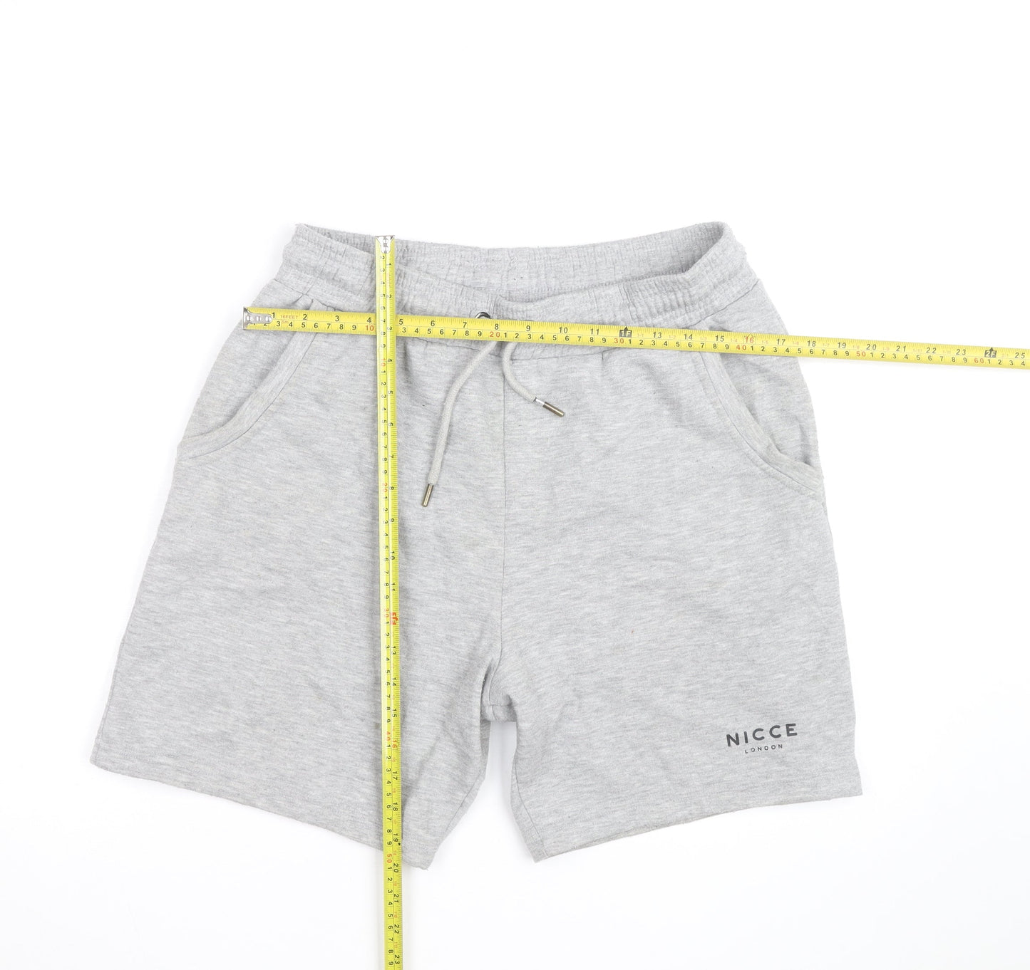 Nicce London Men's Grey Sweat Shorts M Drawstring Elastic Waist