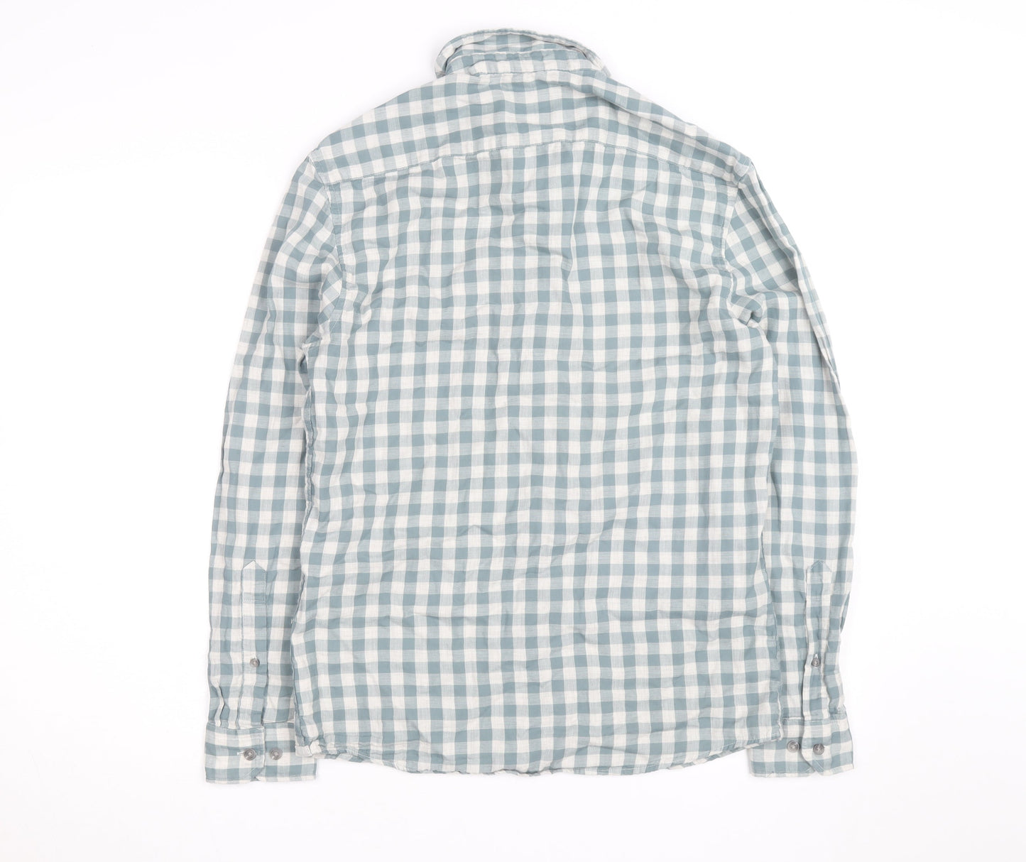 Marks and Spencer Men's Blue Check Regular Fit Cotton Shirt S