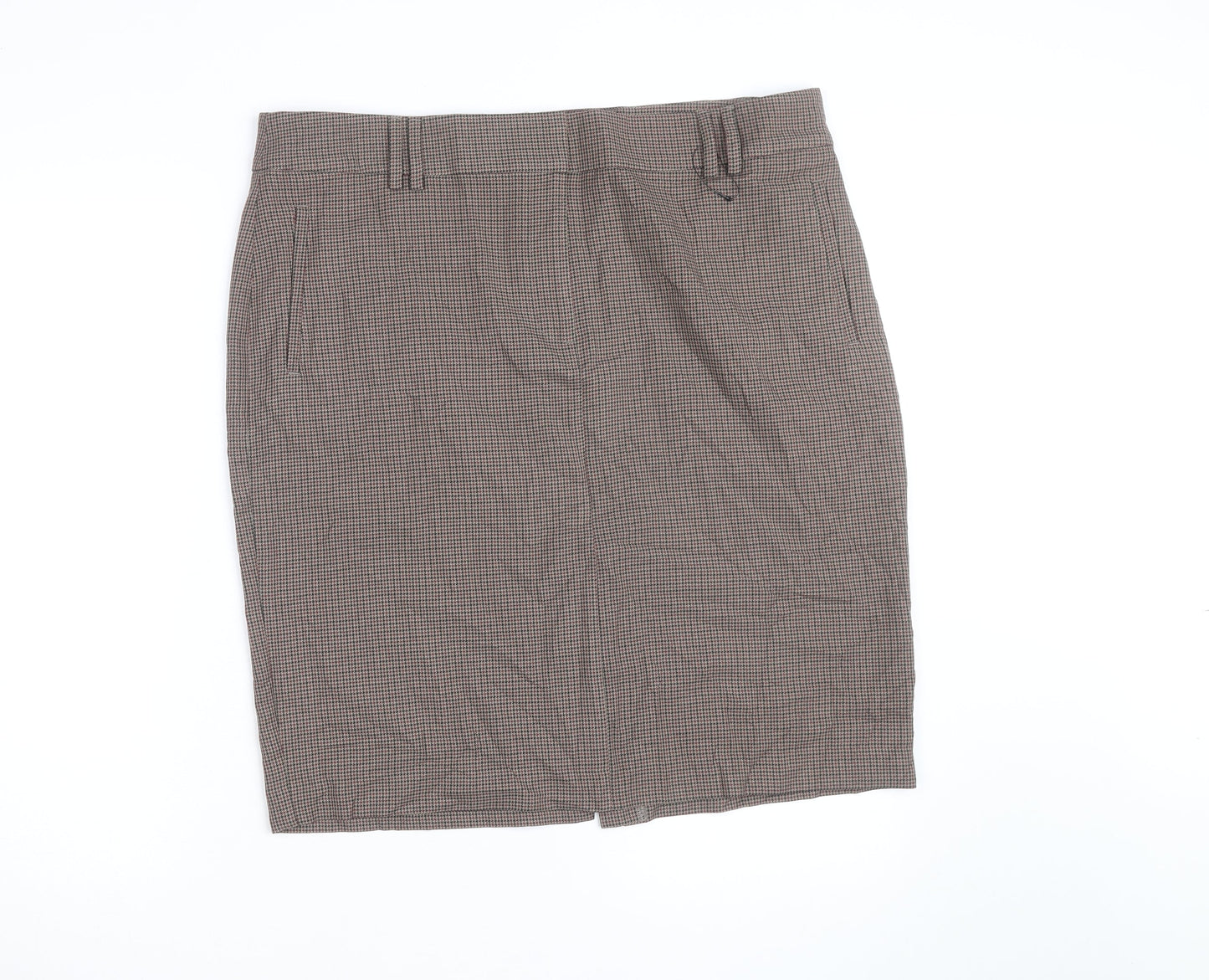 Marks and Spencer Women Brown Check Pencil Skirt Size 18