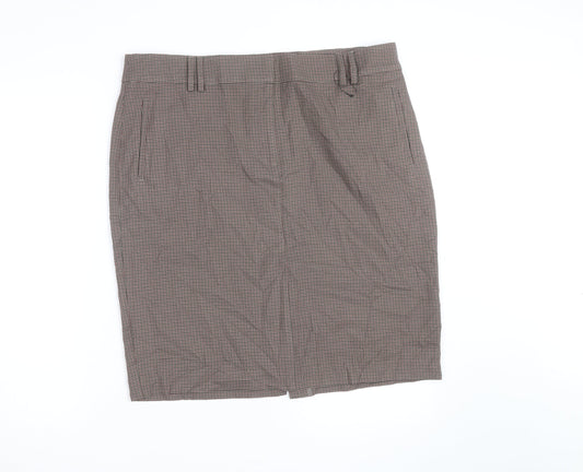 Marks and Spencer Women Brown Check Pencil Skirt Size 18