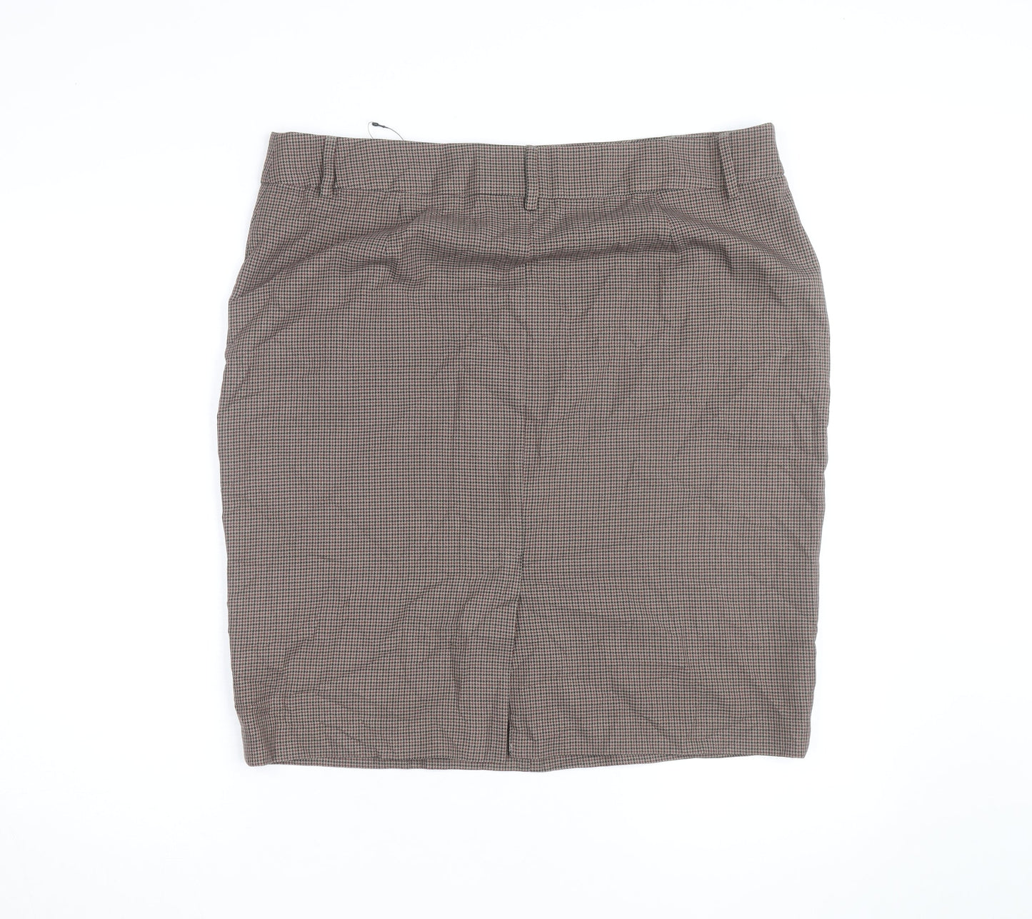 Marks and Spencer Women Brown Check Pencil Skirt Size 18