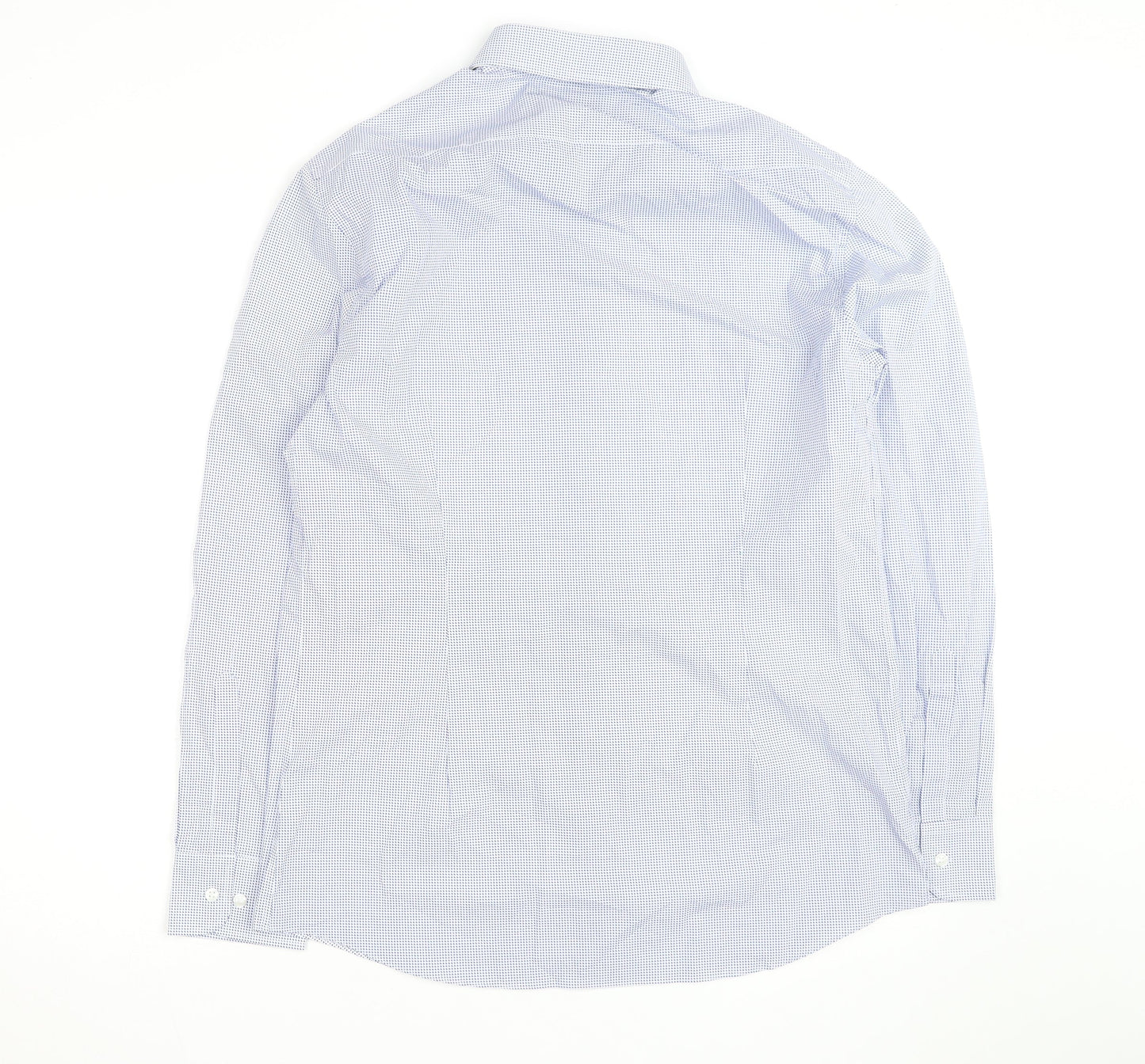 Marks and Spencer Men’s Blue Slim Fit Long Sleeve Check Shirt 15.5”