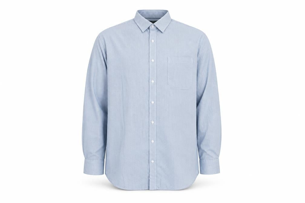 Marks & Spencer Men's Blue Cotton Regular Fit 18.5in Long Sleeve Shirt