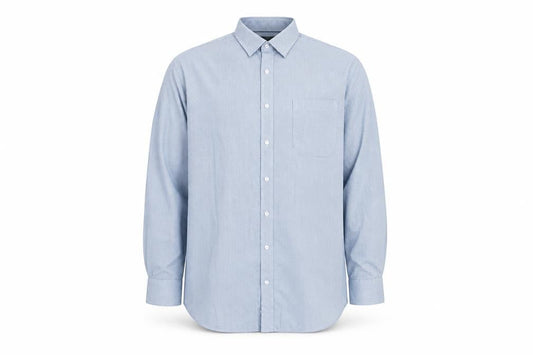 Marks & Spencer Men's Blue Cotton Regular Fit 18.5in Long Sleeve Shirt