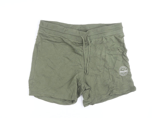 Preloved Jack & Jones Men's Green Athletic Shorts L Regular Fit Drawstring - Front
