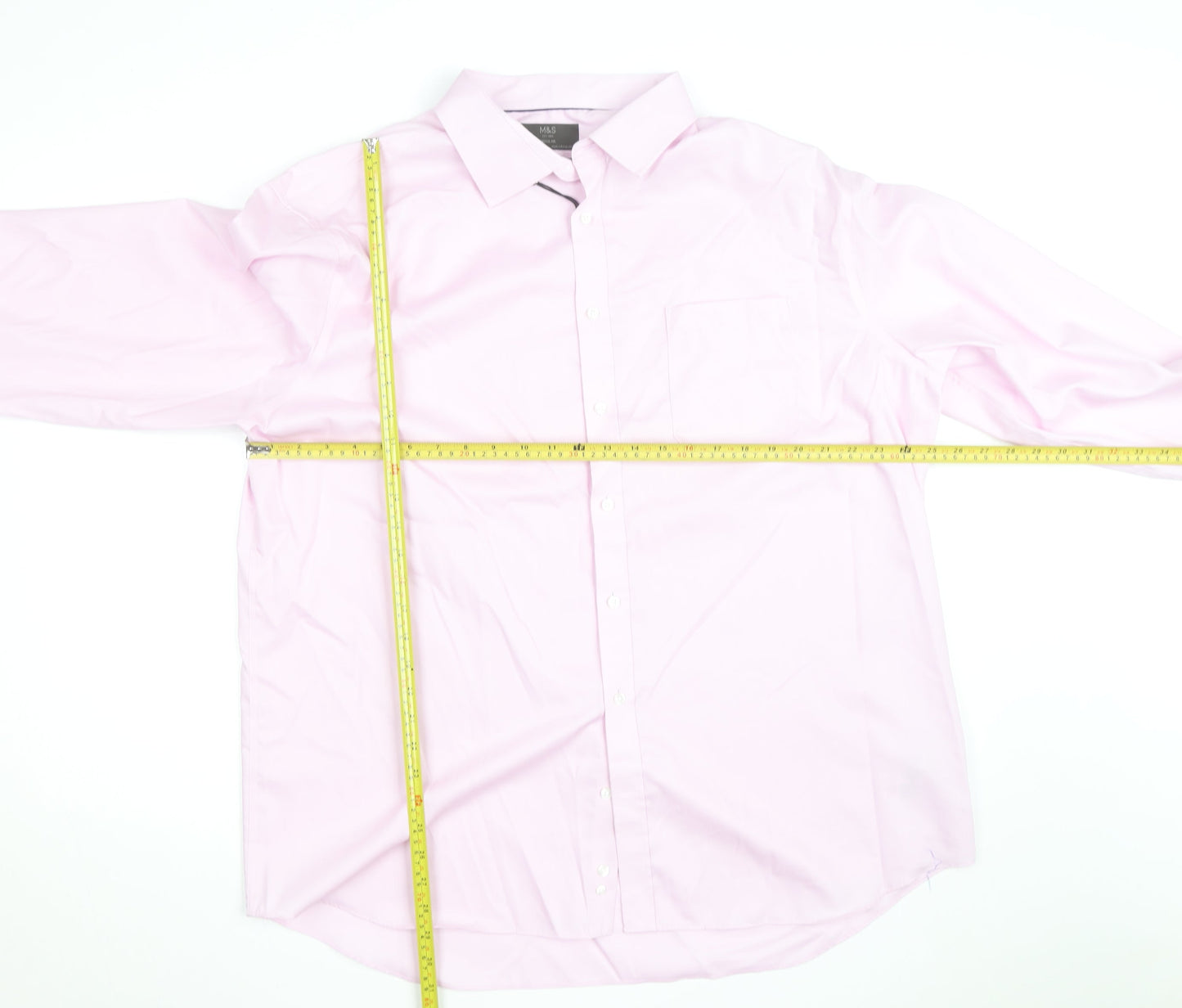 Marks and Spencer Men's Pink Regular Fit Long Sleeve Cotton Shirt 18.5in