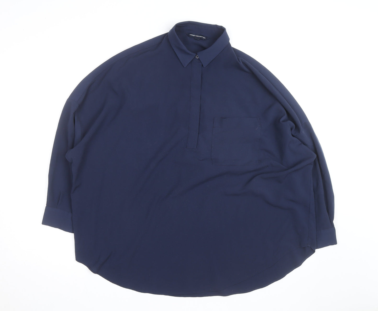 French Connection Men's Blue Relaxed Fit Long Sleeve Button-Up Shirt M