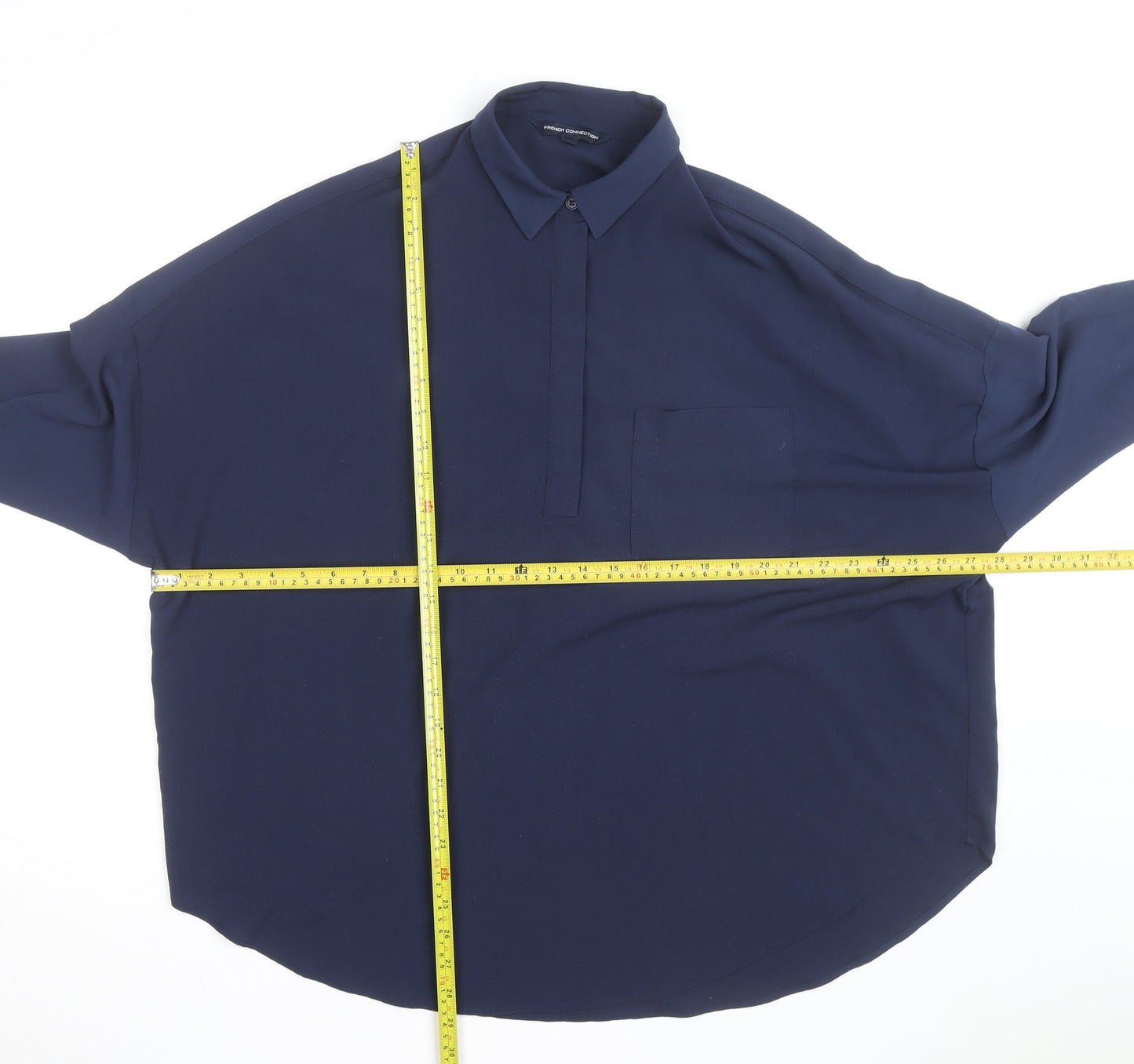 French Connection Men's Blue Relaxed Fit Long Sleeve Button-Up Shirt M