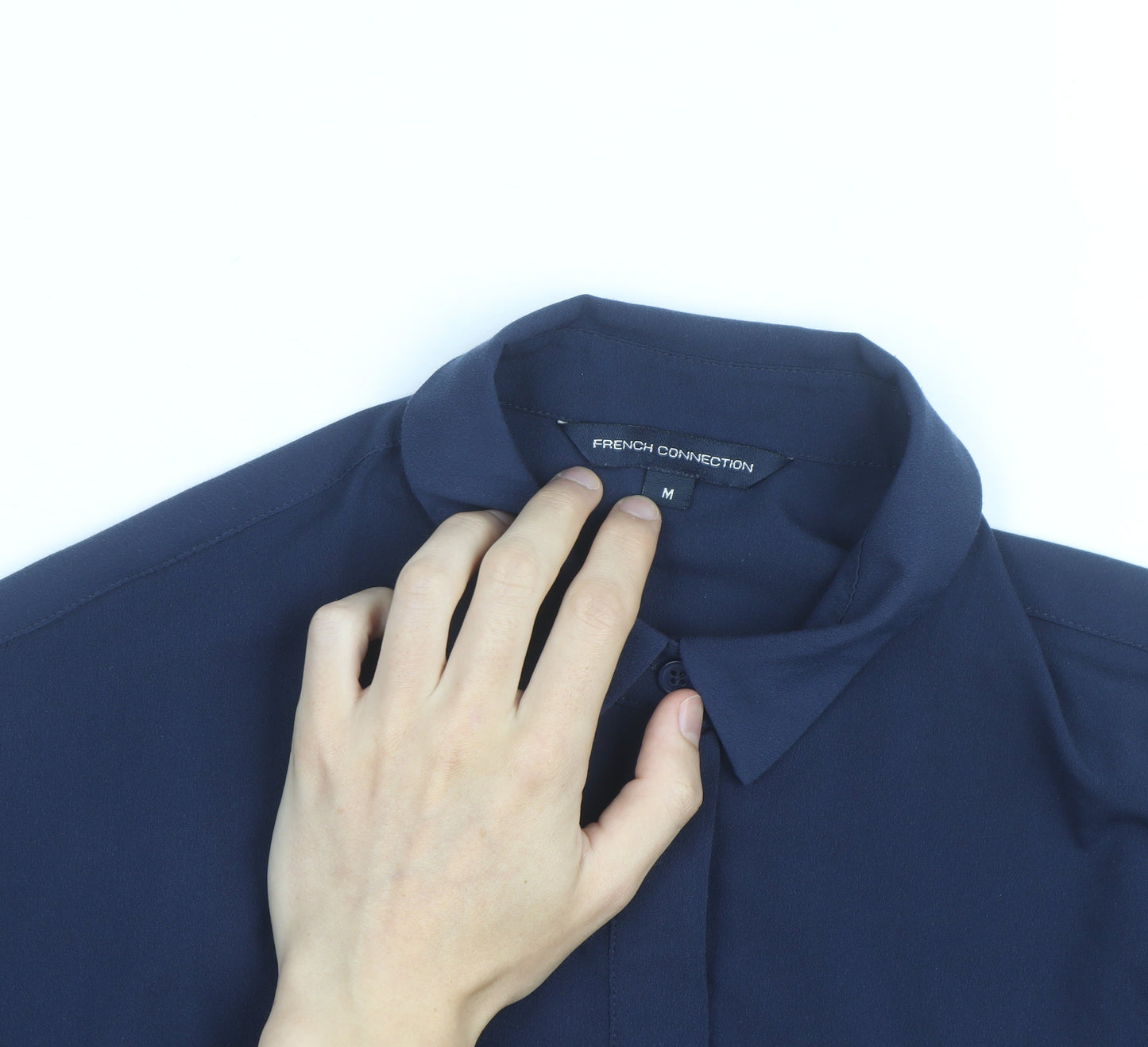 French Connection Men's Blue Relaxed Fit Long Sleeve Button-Up Shirt M