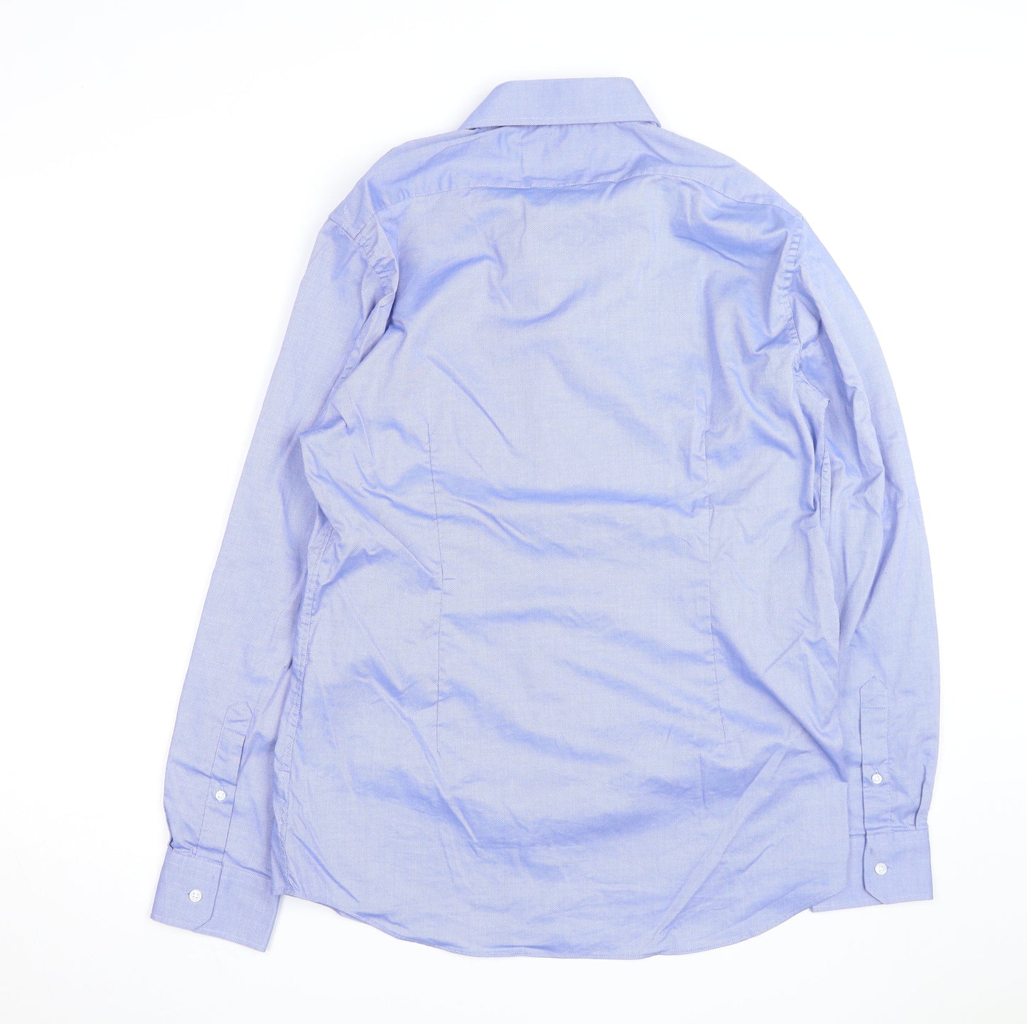 Marks and Spencer Men's Blue Regular Fit Long Sleeve Button-Up Shirt Size 16