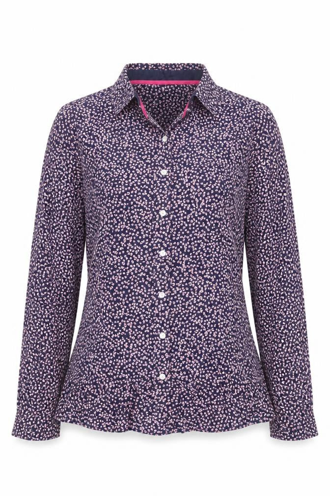 Crew Clothing Women’s Blue Floral Button-Up Cotton Shirt Size 10