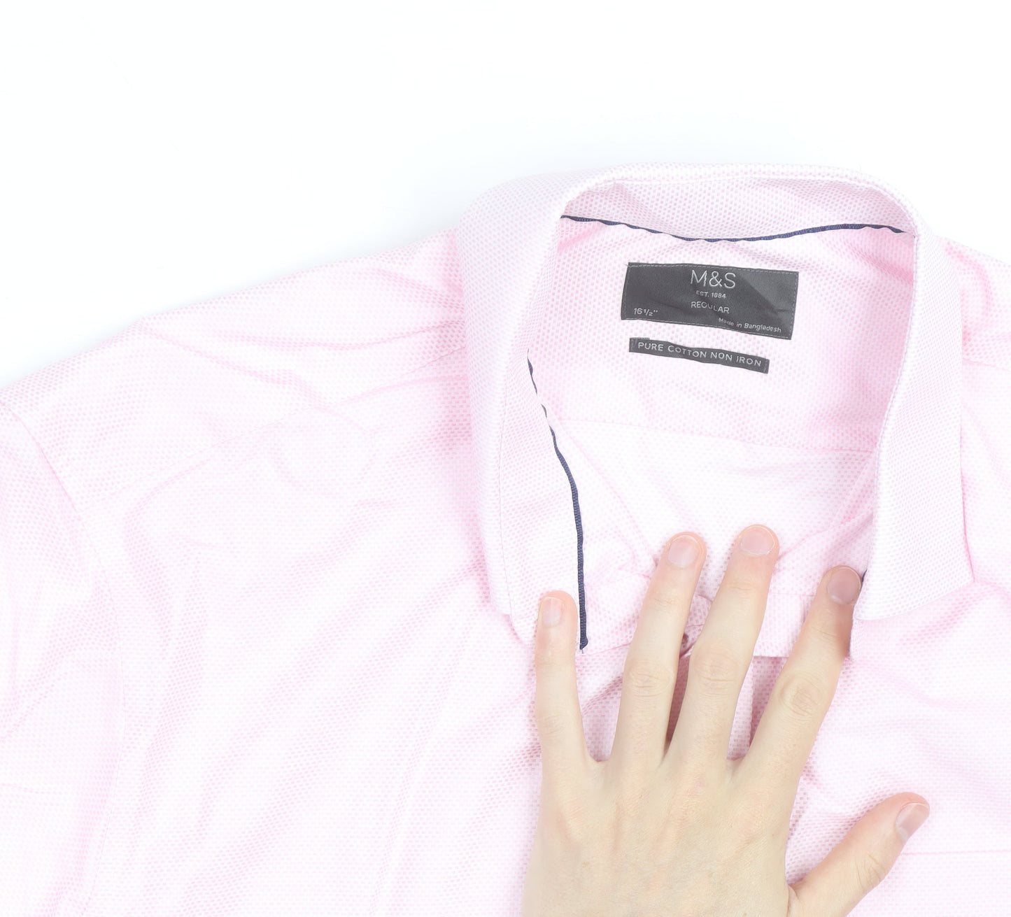 Marks and Spencer Men’s Pink Regular Fit Cotton Long Sleeve Shirt 16.5in