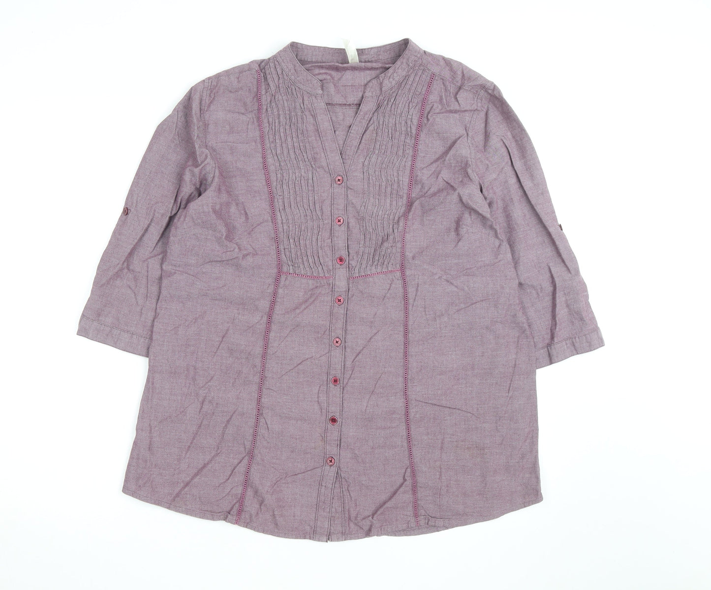 Bon Cascade Women's Purple Linen Blend Tunic Blouse Size 10