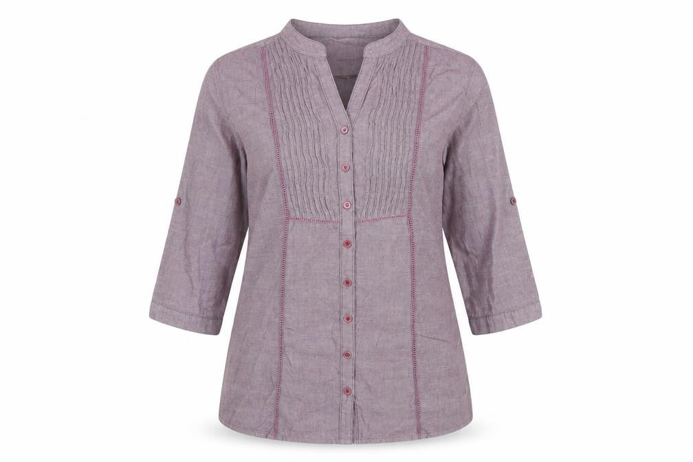 Bon Cascade Women's Purple Linen Blend Tunic Blouse Size 10