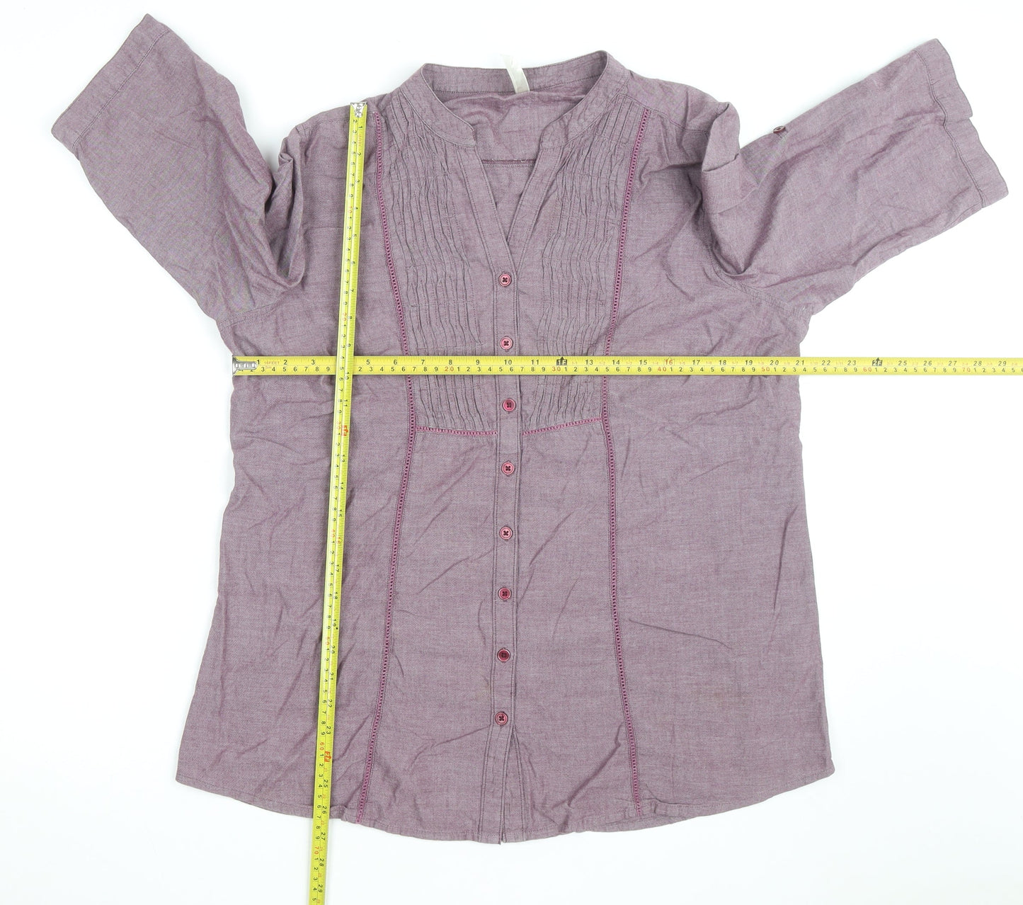 Bon Cascade Women's Purple Linen Blend Tunic Blouse Size 10
