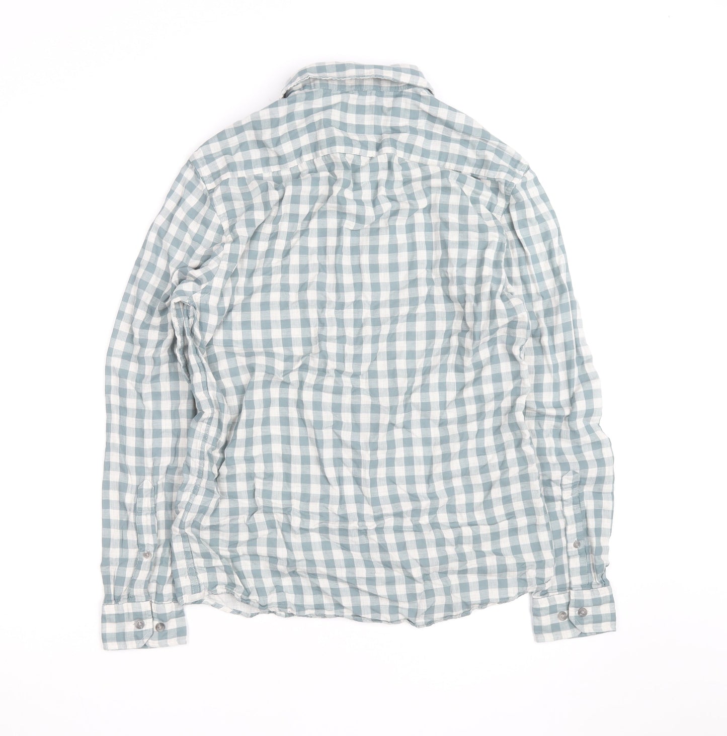 Marks and Spencer Men's Blue Check Regular Fit Cotton Shirt S