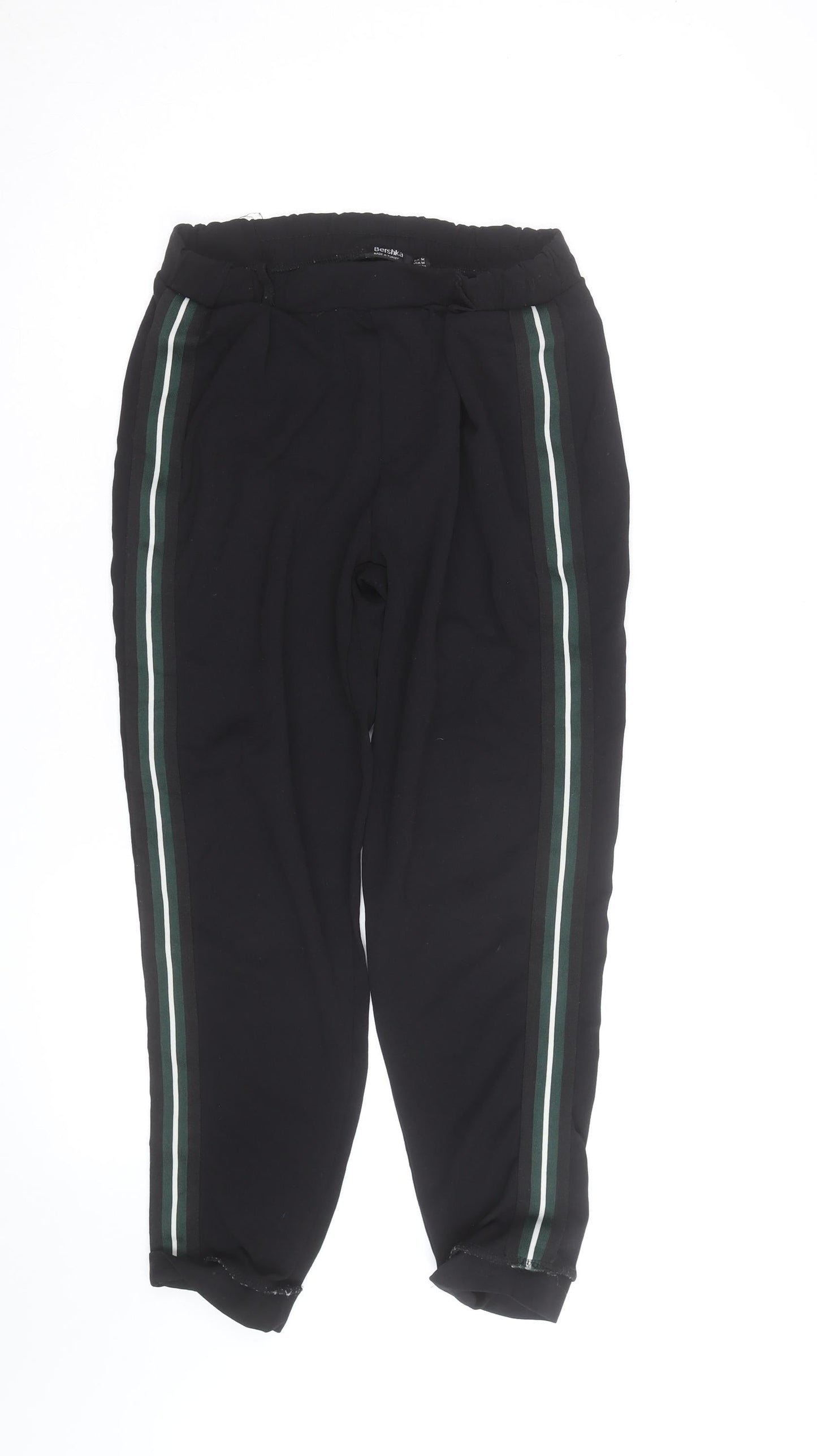 Bershka Womens Black Stripe Jogger Trousers Size M