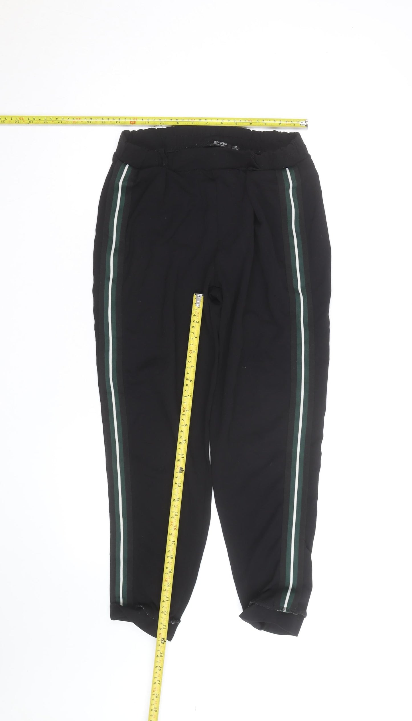 Bershka Womens Black Stripe Jogger Trousers Size M