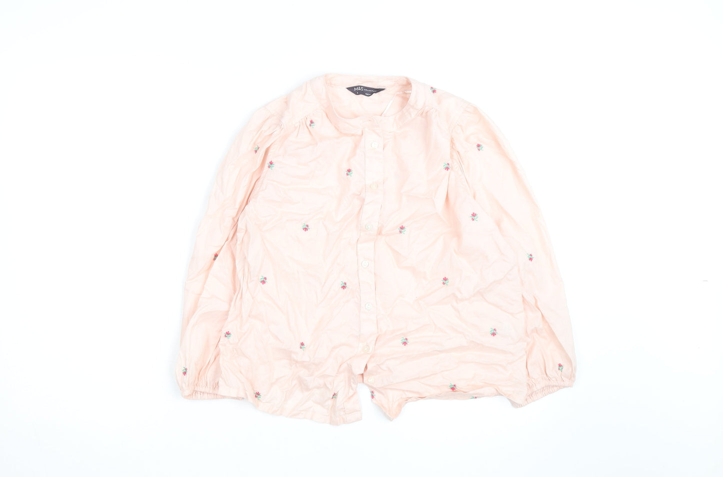Marks and Spencer Women’s Pink Embroidered Cotton Tunic Blouse Size 6