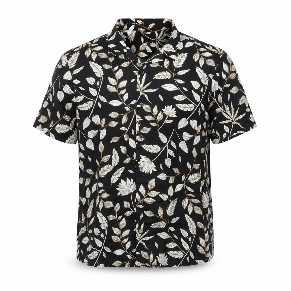 Marks & Spencer Men's Black Floral Cotton Short Sleeve Shirt Size S
