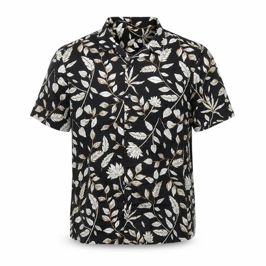 Marks & Spencer Men's Black Floral Cotton Short Sleeve Shirt Size S