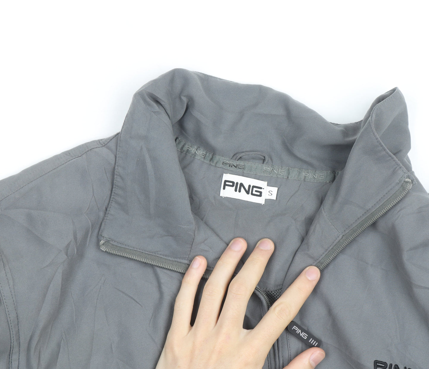 PING Men's Grey Small Windbreaker Golf Jacket Lightweight