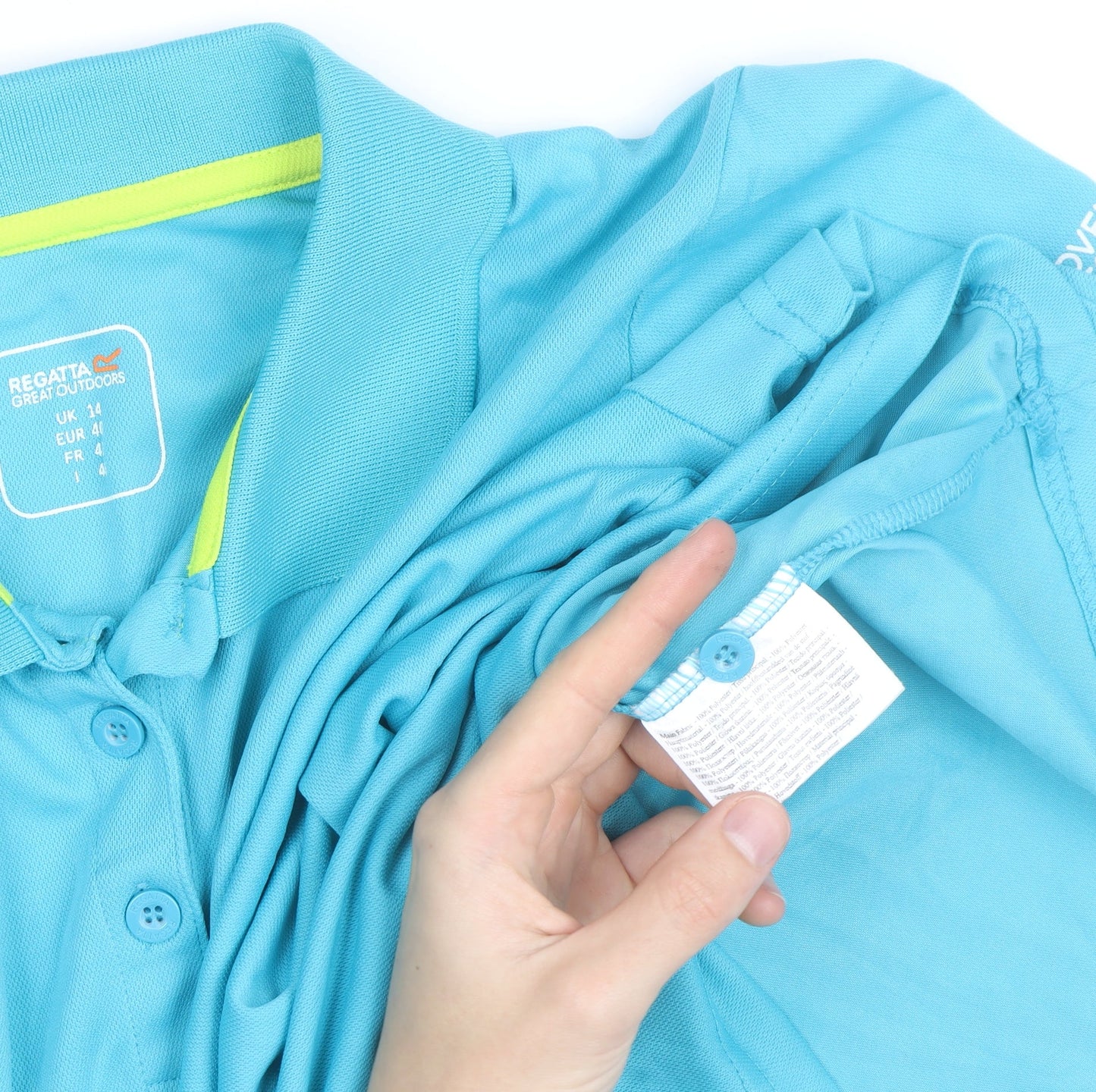 Regatta Women Blue Polo Shirt Size 14 Lightweight Activewear Top