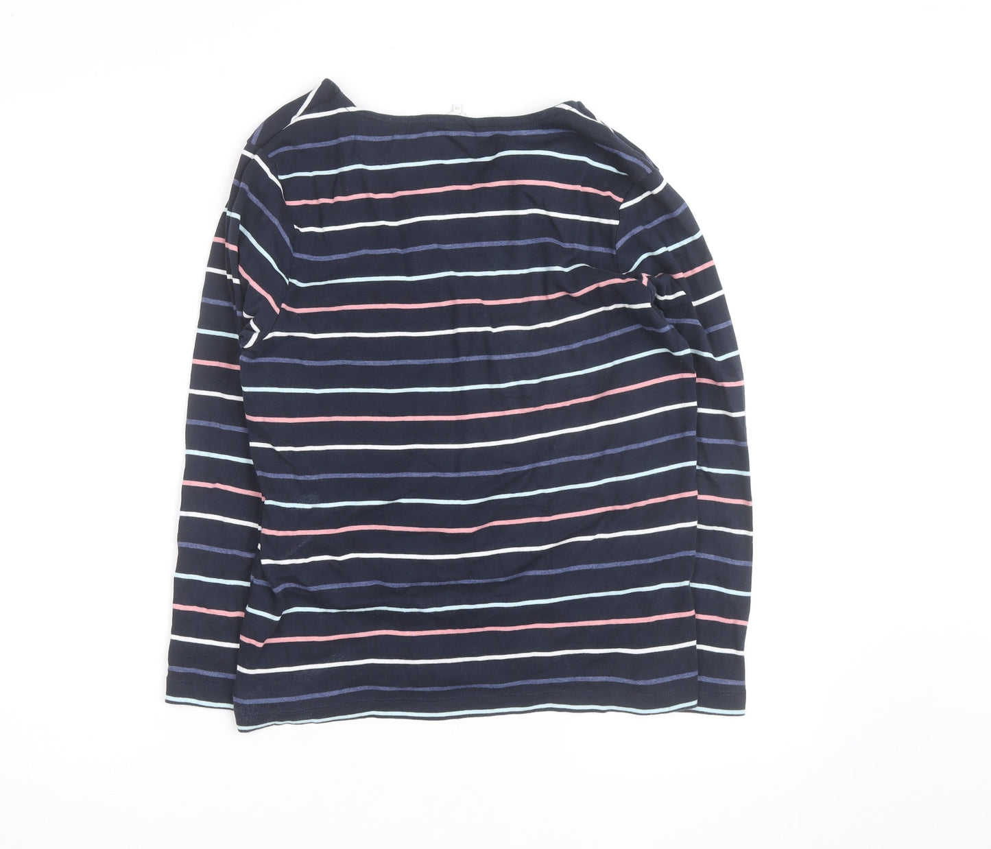 Cotton Traders Women’s Blue Striped Long Sleeve V-Neck Top Size 14
