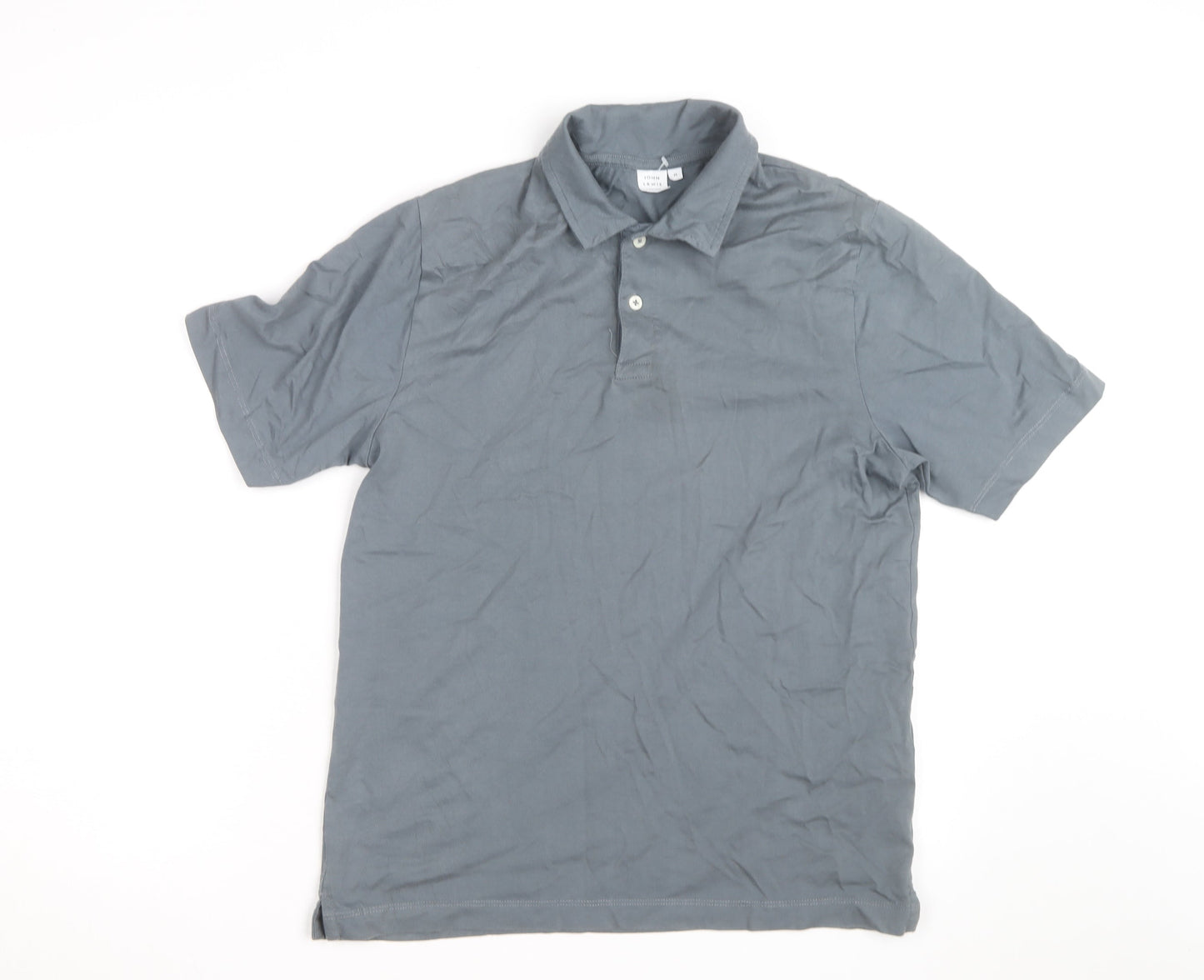 John Lewis Men’s Grey Cotton Polo Shirt Size M Short Sleeve Casual