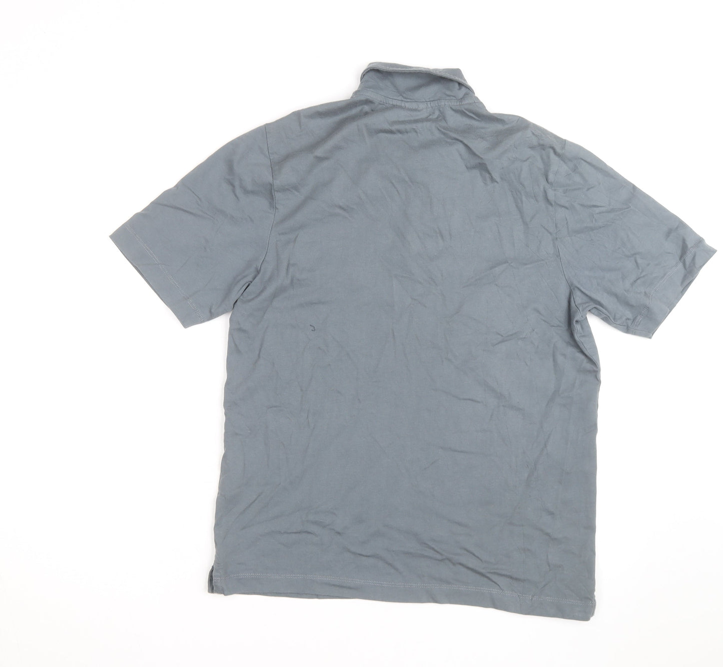 John Lewis Men’s Grey Cotton Polo Shirt Size M Short Sleeve Casual
