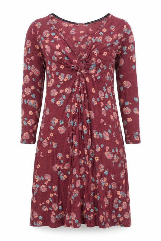 FatFace Women Red Floral A-Line Knee Length Dress Size 8