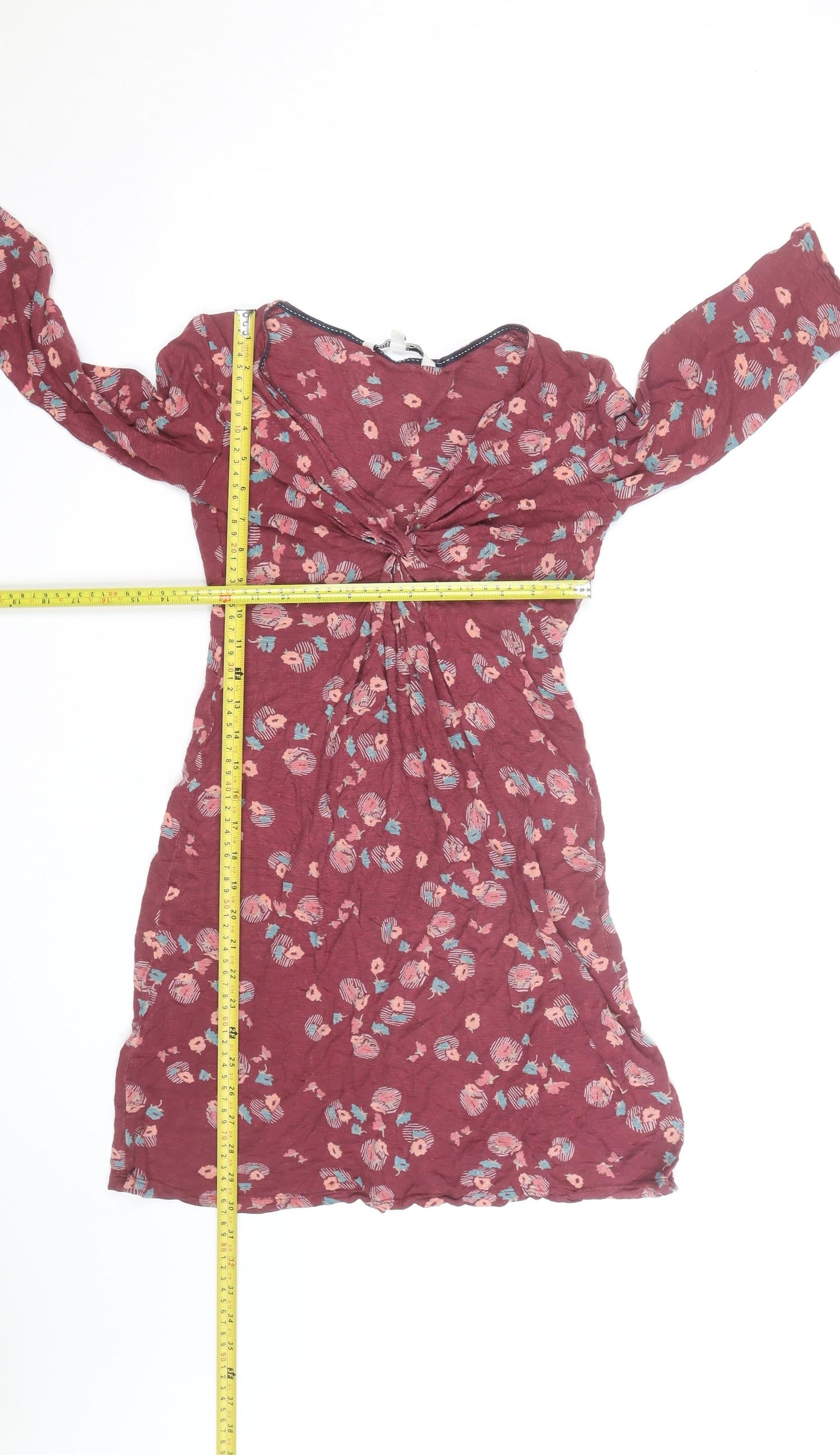 Fat Face Women Red Floral A-Line Knee Length Dress Size 8
