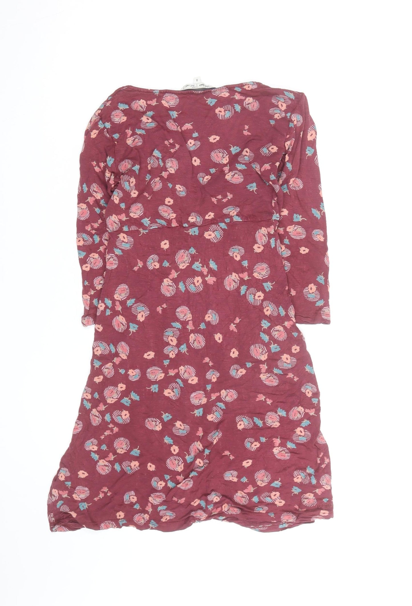 Fat Face Women Red Floral A-Line Knee Length Dress Size 8