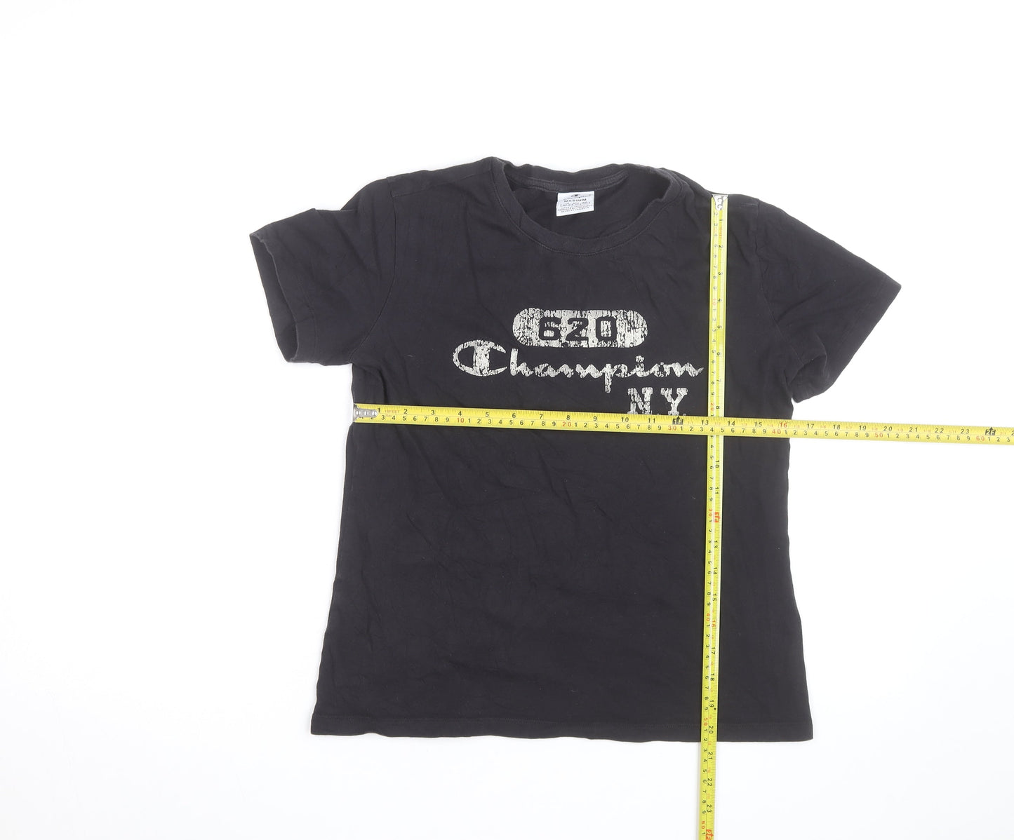 Champion Boys Black Medium Graphic Logo Cotton T-Shirt