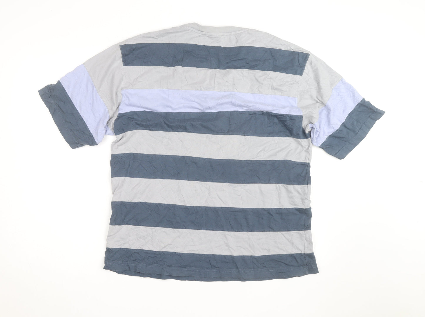 Cottonil Men’s Grey Striped Crew Neck Egyptian Cotton T-Shirt XL
