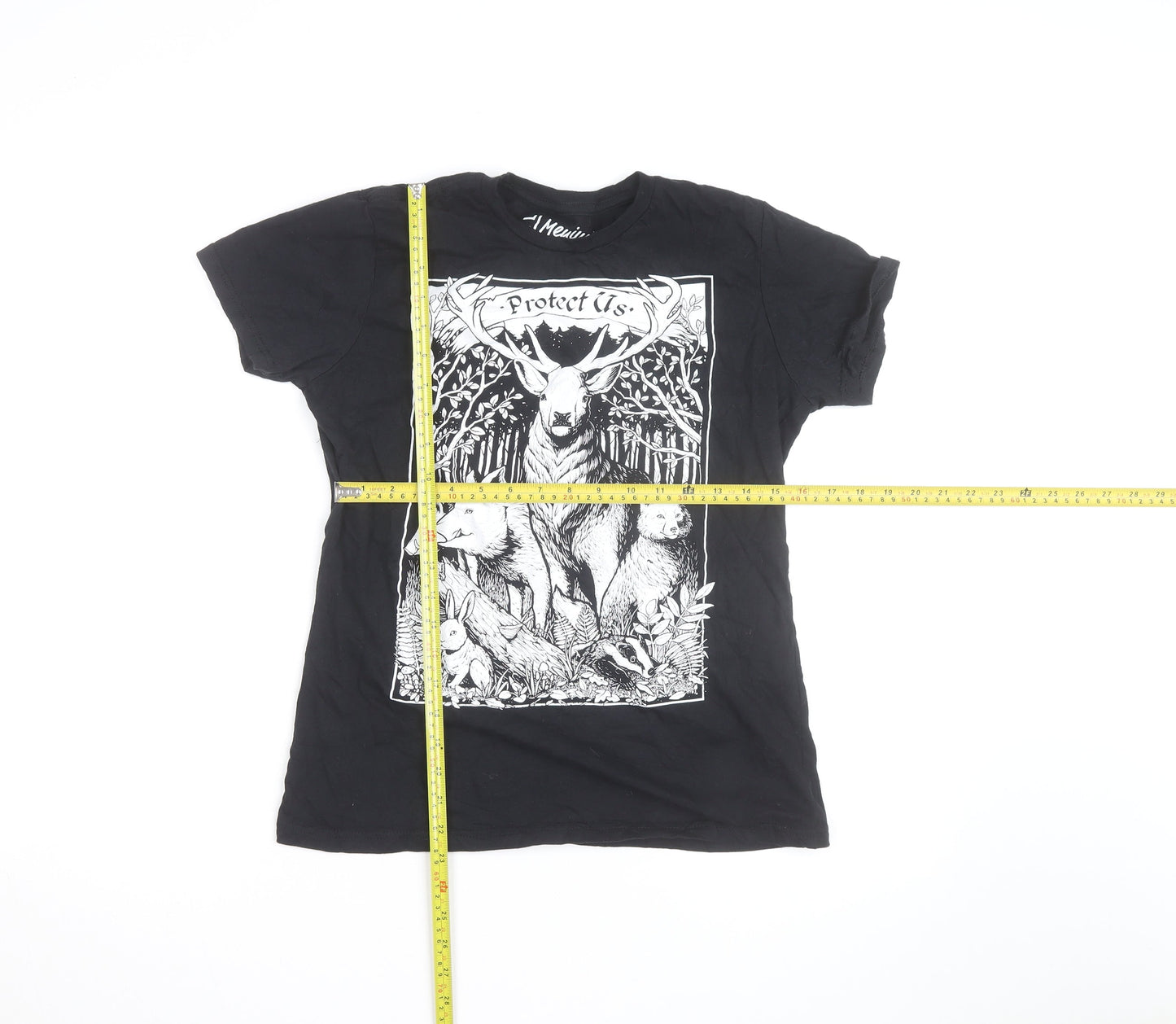 Meniina Womens Black Animal Nature Print T-Shirt Size L