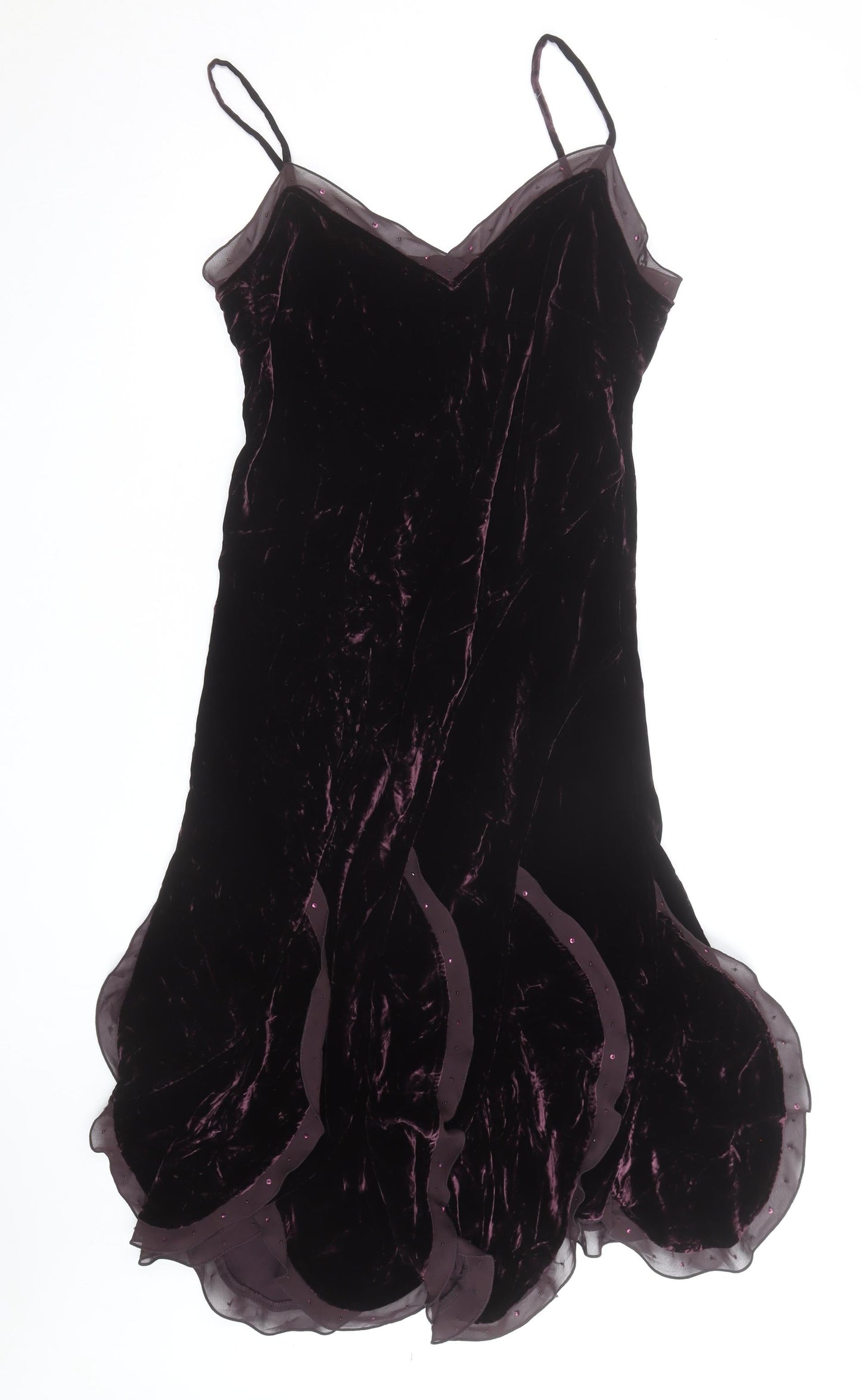 Marks and Spencer Per Una Women's Purple Velvet Midi Slip Dress Size 16