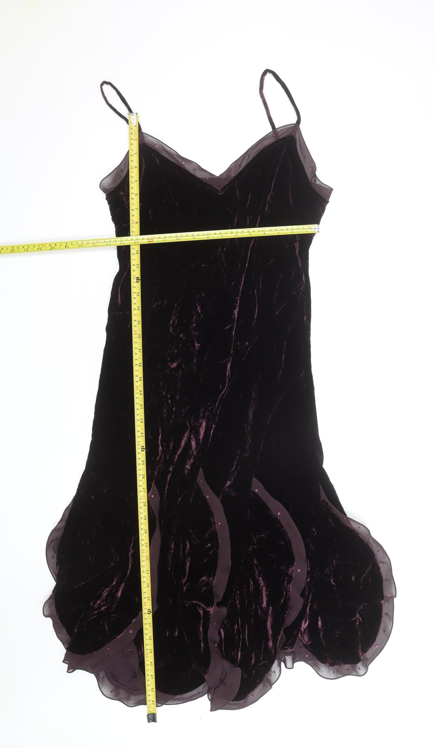 Marks and Spencer Per Una Women's Purple Velvet Midi Slip Dress Size 16