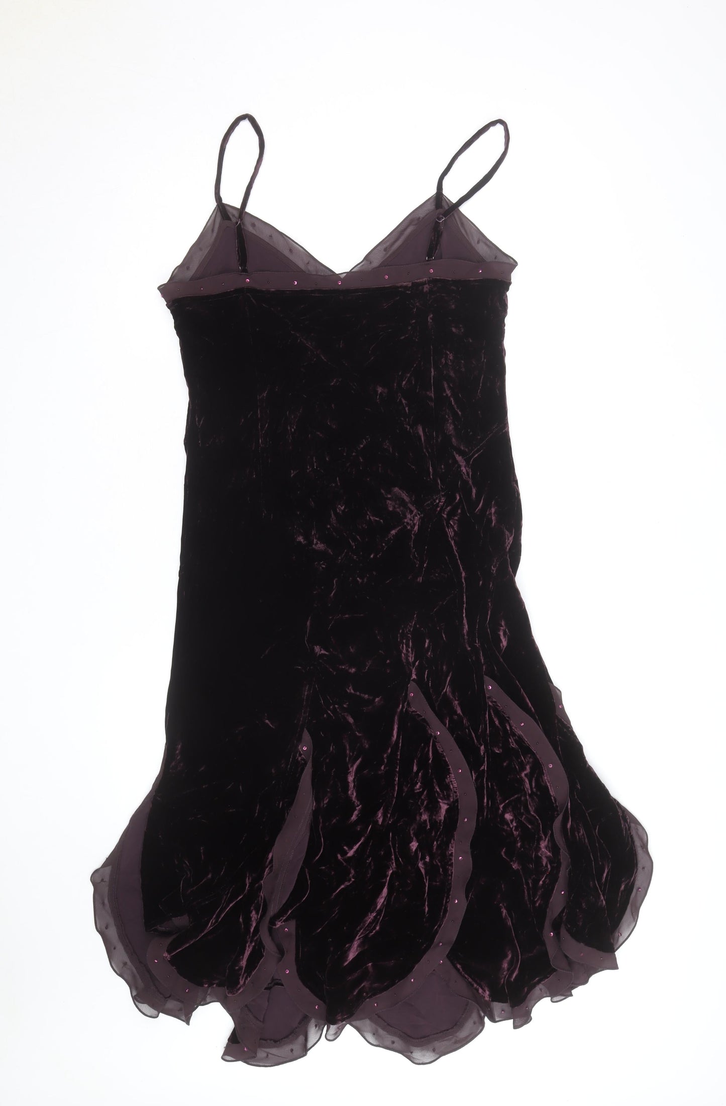 Marks and Spencer Per Una Women's Purple Velvet Midi Slip Dress Size 16