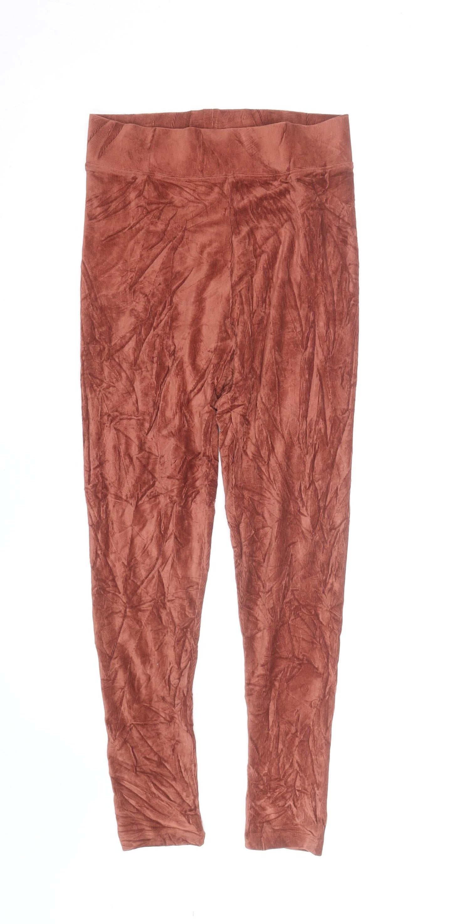 Marks and Spencer Womens Brown Velvet Leggings Size 10 Stretch Pull-On