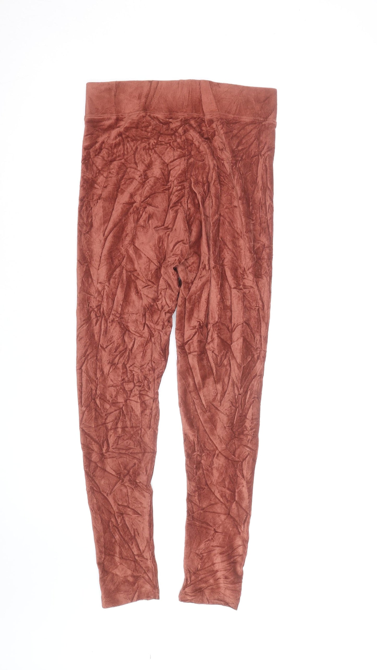 Marks and Spencer Womens Brown Velvet Leggings Size 10 Stretch Pull-On