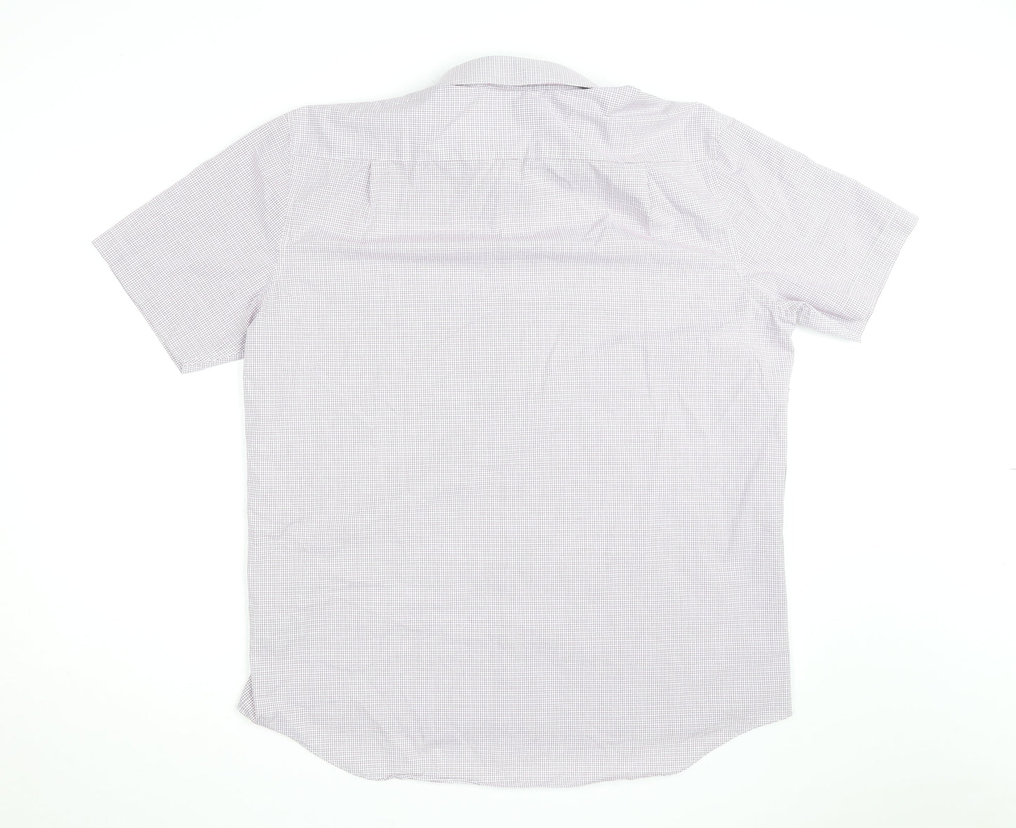 Marks and Spencer Men’s White Check Short Sleeve Regular Fit Shirt Size 17