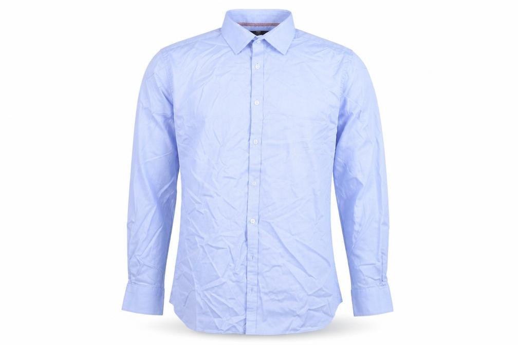 Marks & Spencer Men's Blue Cotton Long Sleeve Slim Fit Shirt 17.25