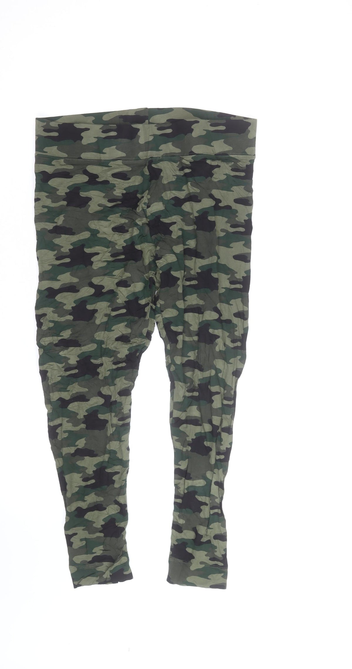 Marks & Spencer Women's Green Camouflage Cotton Stretch Leggings Size 10