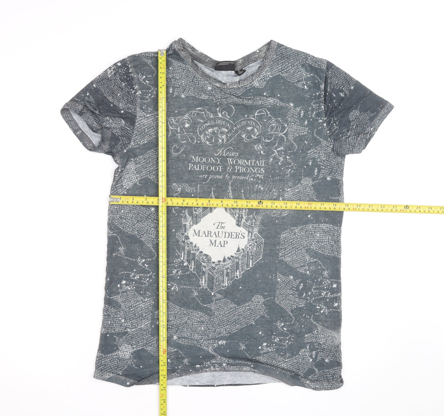 Harry Potter Men's Grey Marauder's Map T-Shirt Size S Regular Fit