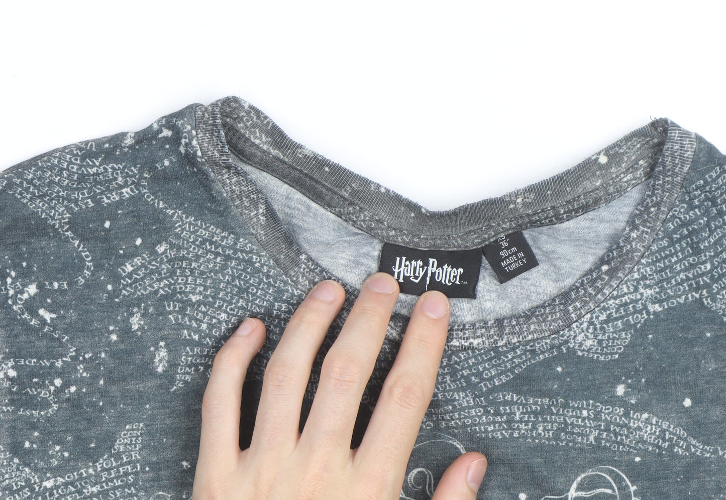 Harry Potter Men's Grey Marauder's Map T-Shirt Size S Regular Fit