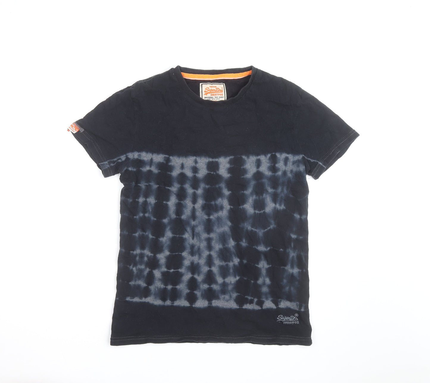 Superdry Men's Black Tie Dye Vintage Slim Fit T-Shirt Size S