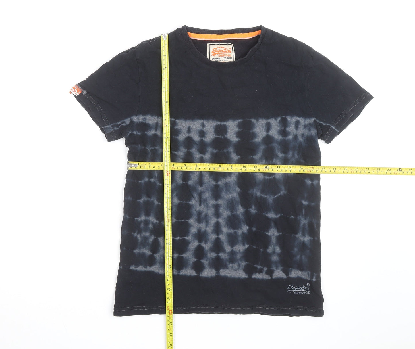 Superdry Men's Black Tie Dye Vintage Slim Fit T-Shirt Size S