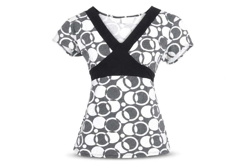 Wallis Petite Women's Black & White Geometric Wrap Blouse Size 12