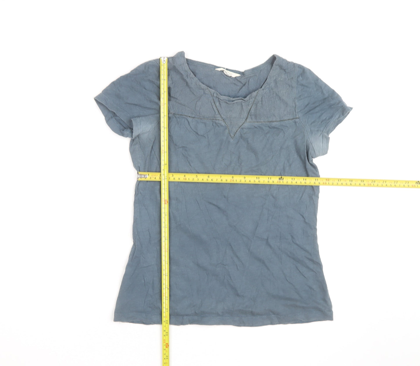 White Stuff Women's Blue Cotton Short Sleeve T-Shirt UK 8